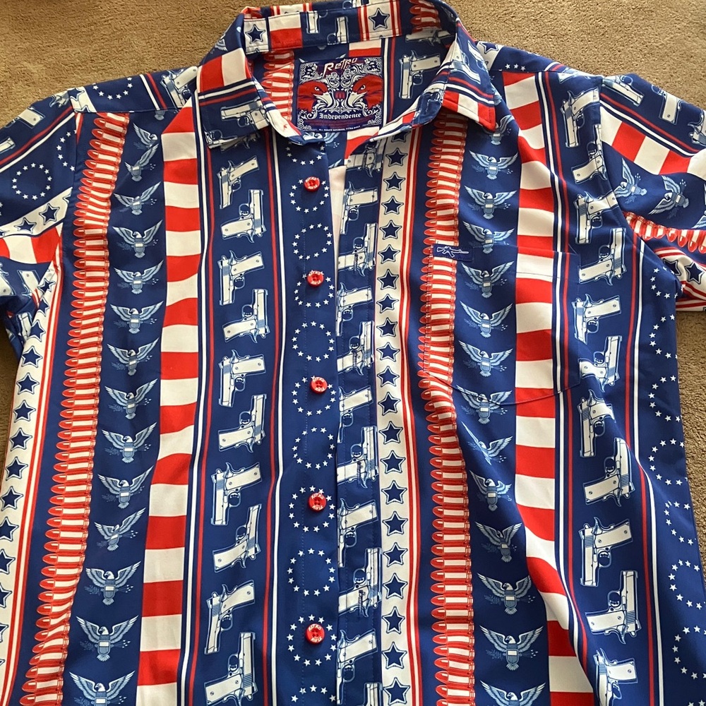 Original Retro Brand Patriotic Blue and Red Men's Shirt